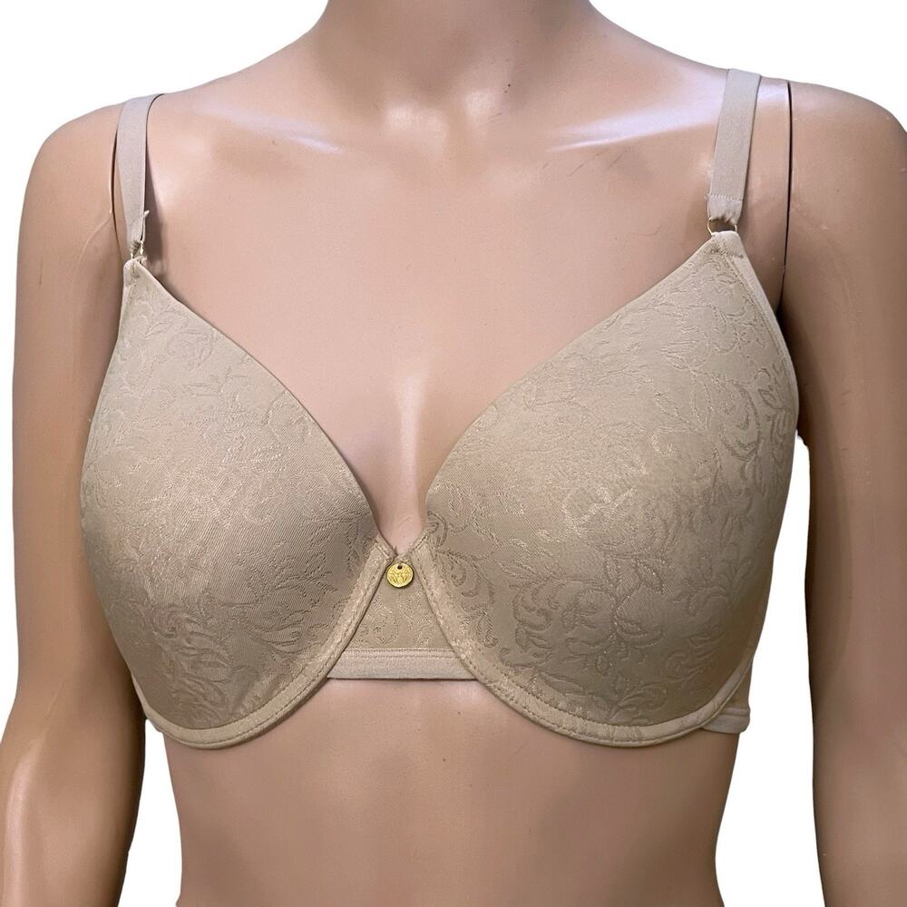 Natori Sheer Jacquard Full Fit Bra 34DD Nude Underwired Lightly Lined Molded